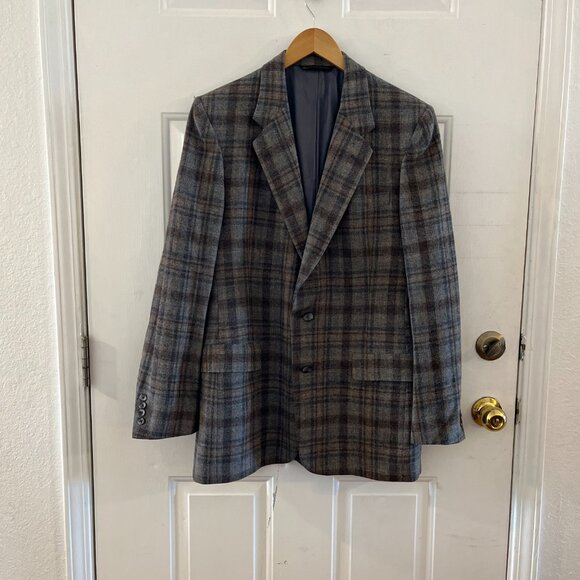 Vintage Christian Dior Monsieur 100% Virgin Wool Lined Plaid Suit Jacket - Picture 3 of 15